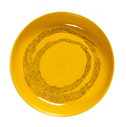 Assiette plate coupe rond sunny yellow - points noirs grès émaillé Ø 22 cm Feast By Ottolenghi Serax