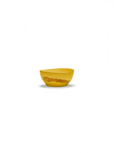 Bol rond sunny yellow - stripes rouge grès émaillé Ø 16 cm Feast By Ottolenghi Serax