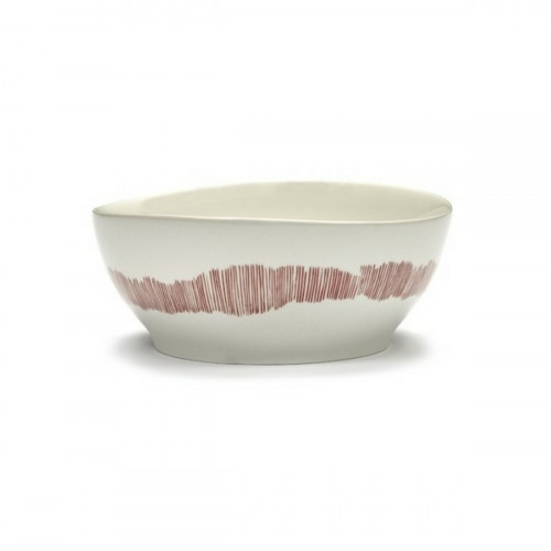 Bol rond blanc swirl - stripes rouge grès émaillé Ø 18 cm Feast By Ottolenghi Serax