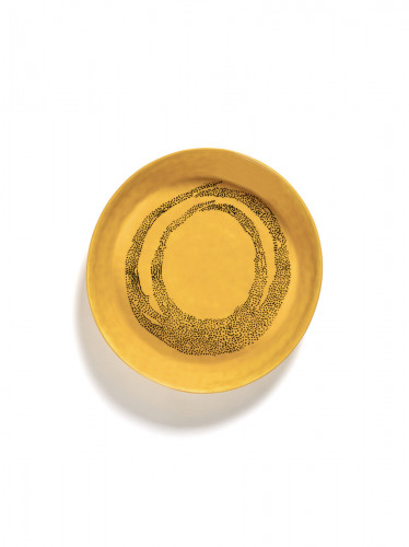 Plat rond sunny yellow - points noirs grès émaillé Ø 30 cm Feast By Ottolenghi Serax