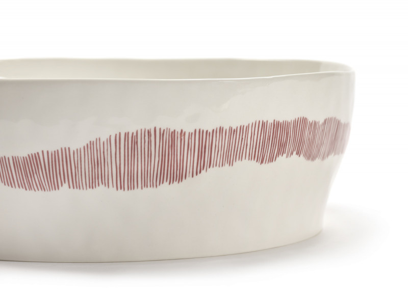 Saladier rond blanc swirl - stripes rouge grès émaillé Ø 28,5 cm Feast By Ottolenghi Serax