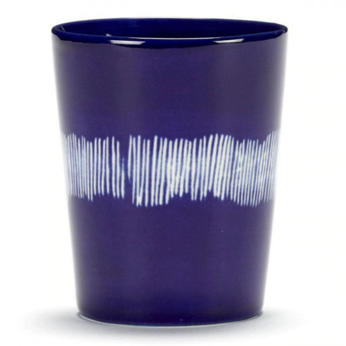 Tasse à thé rond lapis lazuli swirl - stripes blancs grès émaillé 33 cl Ø 8,5 cm Feast By Ottolenghi Serax