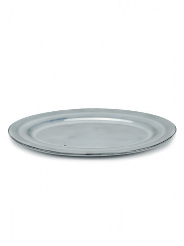 Assiette ovale bleu grès émaillé 38 cm Pure Blue Serax