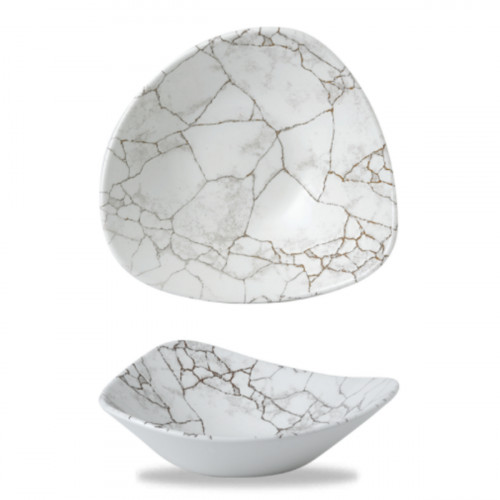 Bol triangulaire gris porcelaine vitrifiée 23,5 cm Kintsugi Agate Grey Churchill