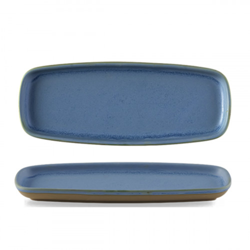 Assiette à partager rectangulaire bleu porcelaine vitrifiée 25,1x10 cm Emerge Oslo Churchill