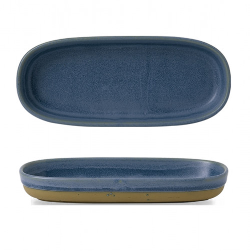 Plat à partager rectangulaire bleu porcelaine vitrifiée 23 cm Emerge Oslo Churchill