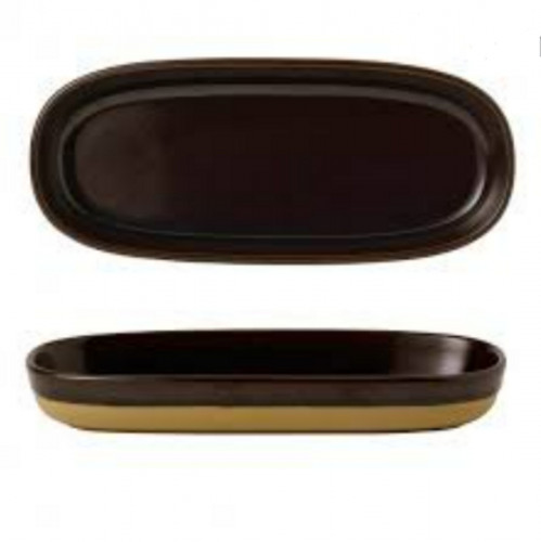 Plat à partager rectangulaire brun porcelaine vitrifiée 23 cm Emerge Cinnamon Churchill