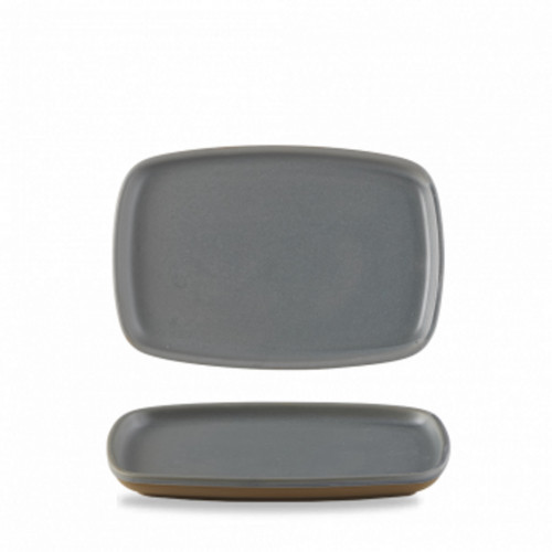 Assiette à partager rectangulaire gris porcelaine vitrifiée 22x15 cm Emerge Seatle Churchill