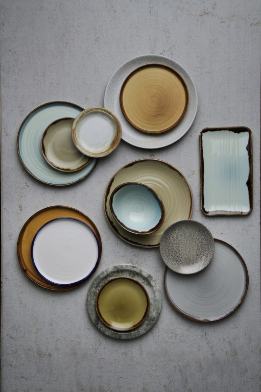 Assiette à bord droit rond moutarde porcelaine vitrifiée Ø 26 cm Harvest Dudson