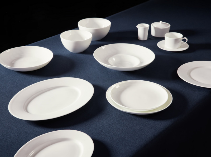 Assiette coupe plate rond blanc porcelaine bone china Ø 23,8 cm Fedra Rak