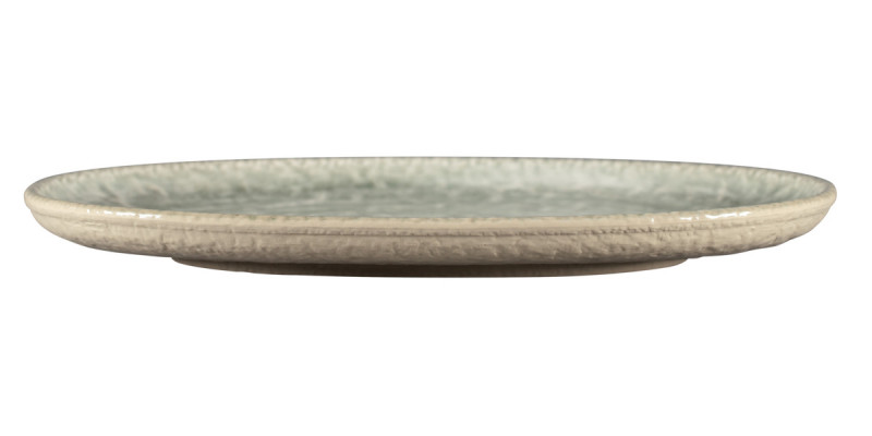 Plat coupe ovale céladon porcelaine vitrifiée 28 cm Krush Rak