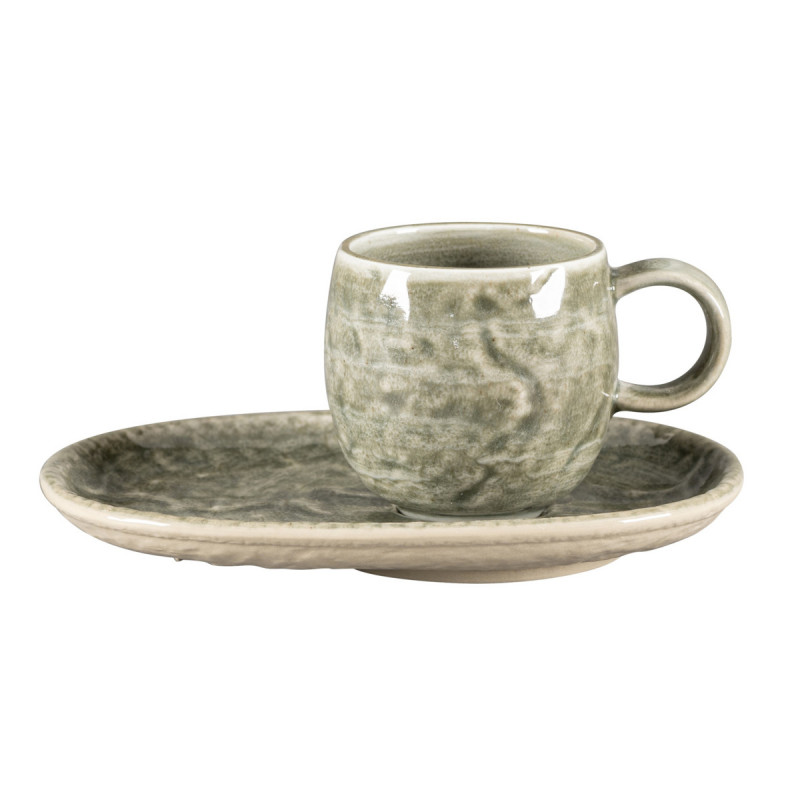 Sous-tasse à expresso ovale Sage porcelaine vitrifiée 15 cm Krush Rak