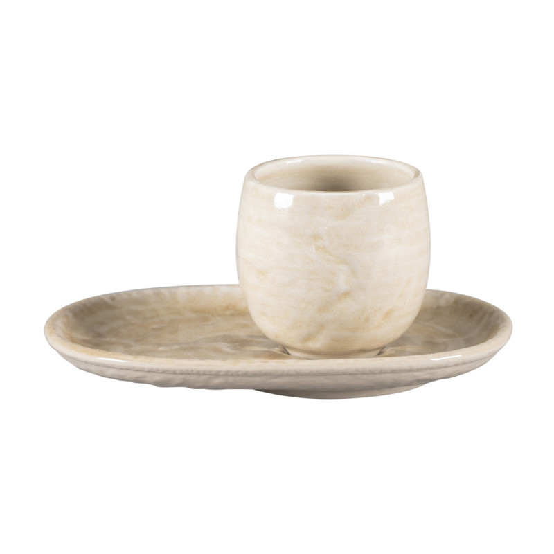 Sous-tasse à expresso ovale vanilla porcelaine vitrifiée 15 cm Krush Rak
