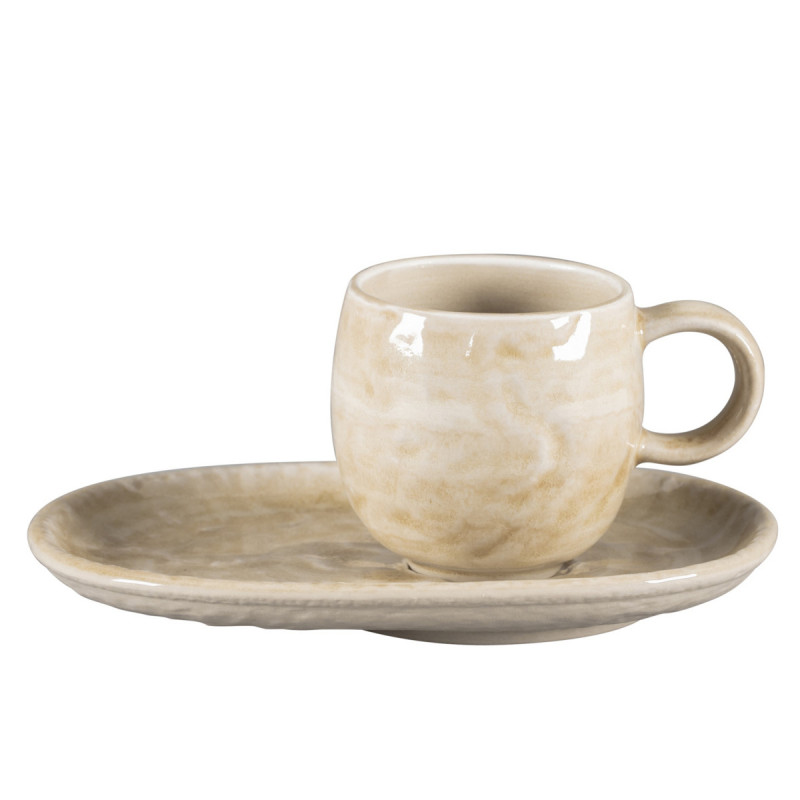 Sous-tasse à expresso ovale vanilla porcelaine vitrifiée 15 cm Krush Rak