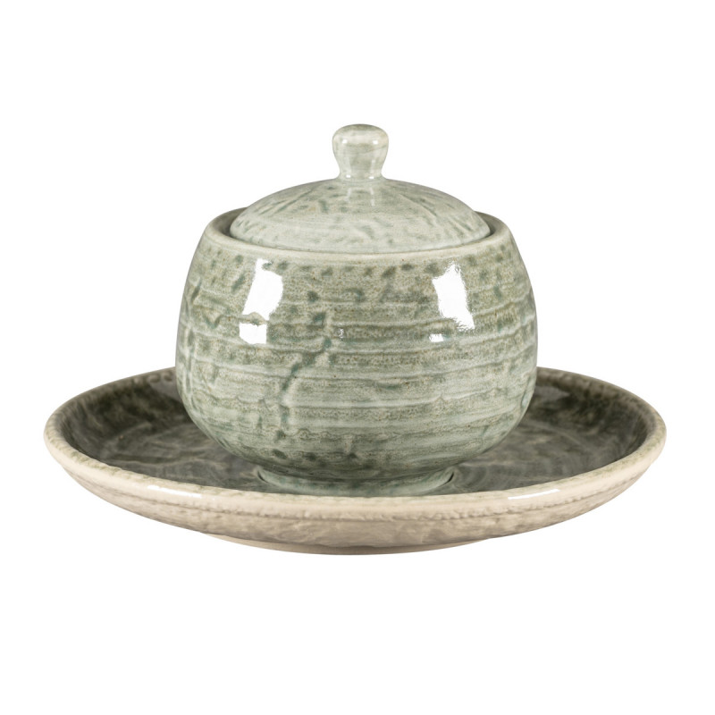 Sucrier avec couvercle rond Sage porcelaine vitrifiée 25 cl Ø 8,8 cm Krush Rak