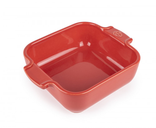Plat à four carré rouge porcelaine 18 cm Céramique Peugeot Saveurs