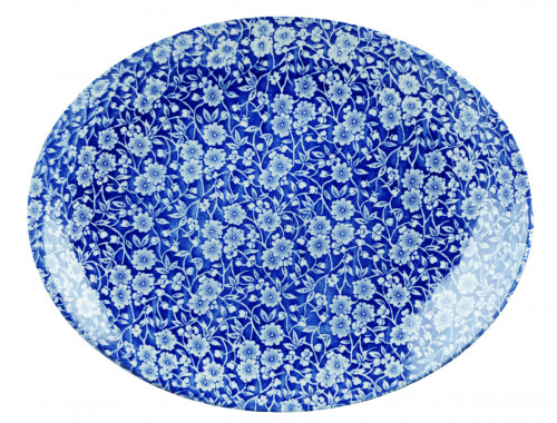 Assiette plate ovale Victorian Calico Bleu Prague porcelaine vitrifiée 31,7x25,5 cm Vintage Prints Victorian Prague Churchill