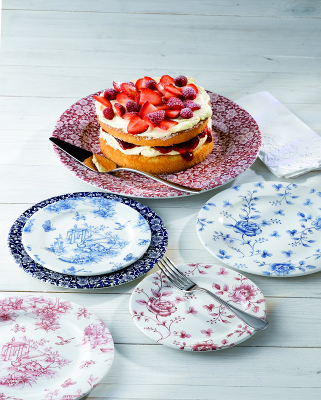 Assiette plate rond Victorian Calico Bleu Willow porcelaine vitrifiée Ø 27,6 cm Vintage Prints Victorian Willow Churchill