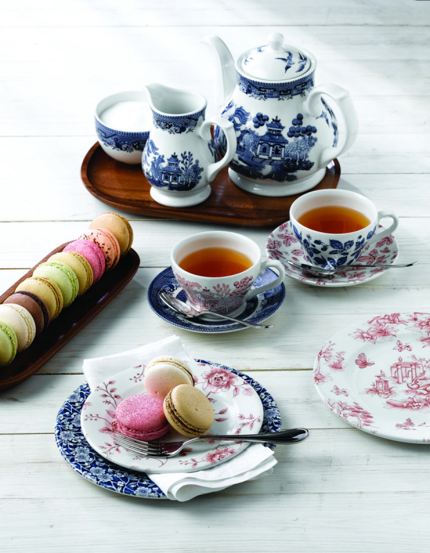 Assiette plate rond Victorian Calico Bleu Willow porcelaine vitrifiée Ø 17 cm Vintage Prints Victorian Willow Churchill