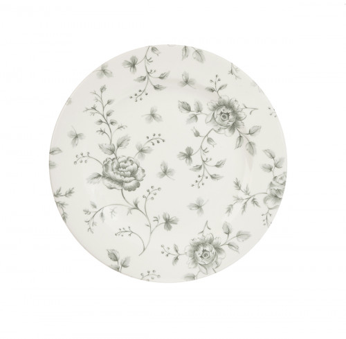 Assiette plate rond Rose Chintz Gris porcelaine vitrifiée Ø 21 cm Vintage Prints Rose Chintz Churchill