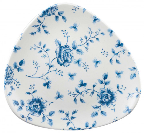 Assiette plate triangulaire Rose Chintz Prague Blue porcelaine vitrifiée 22,9x22,9 cm Vintage Prints Churchill
