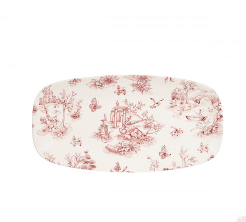 Assiette rectangulaire Toile Cranberry porcelaine vitrifiée 29,8x15,3 cm Vintage Prints Toile Churchill