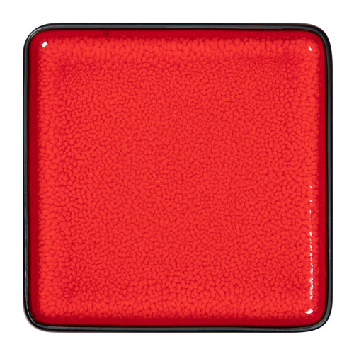Assiette plate carré rouge porcelaine 16x16 cm Fractal Rak