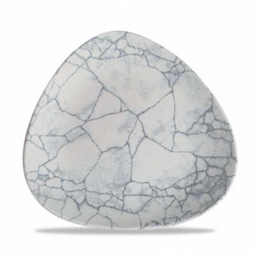 Assiette coupe plate triangulaire gris porcelaine vitrifiée Ø 26,5 cm 26,5x26,5 cm Kintsugi Pearl Grey Churchill
