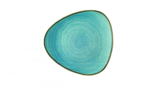 Assiette plate triangulaire Raw Teal porcelaine vitrifiée 26,5x26,5 cm Stonecast Raw Churchill
