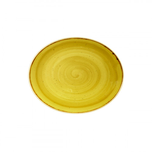Assiette plate ovale Mustard porcelaine vitrifiée 19,2x16 cm Stonecast Mustard Churchill