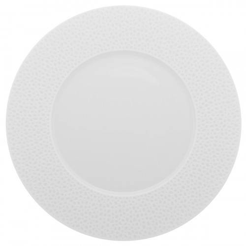 Assiette de présentation rond blanc porcelaine de limoges Ø 32 cm L' Perles De Rosee Blanches Degrenne