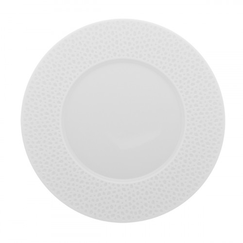 Assiette à dessert rond blanc porcelaine de limoges Ø 24 cm L' Perles De Rosee Blanches Degrenne