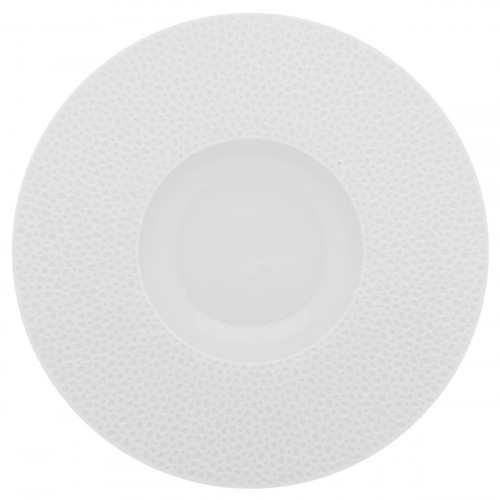 Sous tasse à café rond blanc porcelaine de limoges Ø 12,6 cm L' Perles De Rosee Blanches Degrenne