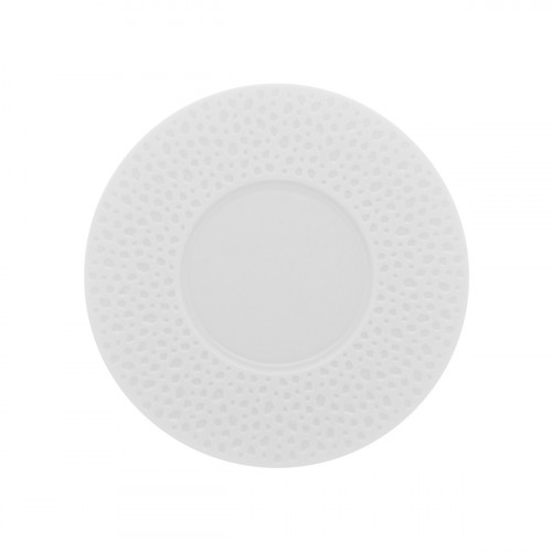 Sous tasse à thé rond blanc porcelaine de limoges Ø 15,8 cm L' Perles De Rosee Blanches Degrenne