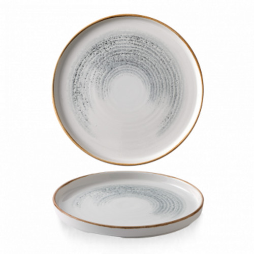 Assiette à bord droit rond gris porcelaine vitrifiée Ø 26 cm Homespun Accents Churchill