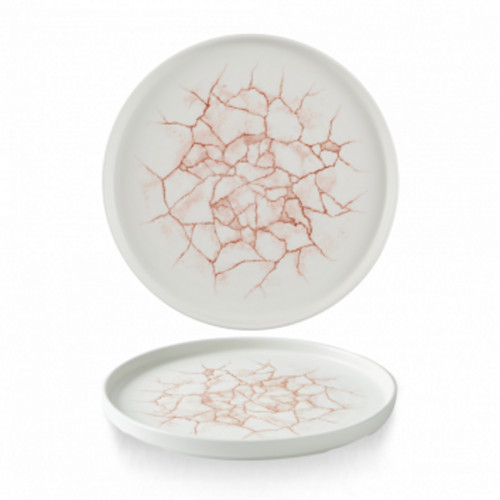 Assiette à bord droit rond rose porcelaine vitrifiée Ø 26 cm Kintsugi Corail Churchill