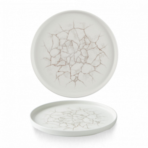 Assiette à bord droit rond gris porcelaine vitrifiée Ø 26 cm Kintsugi Pearl Grey Churchill