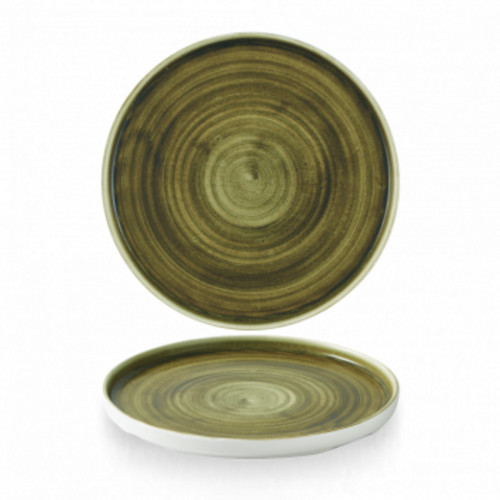Assiette à bord droit rond olive porcelaine vitrifiée Ø 26 cm Stonecast Plume Churchill