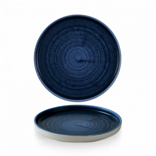 Assiette à bord droit rond ultramarine porcelaine vitrifiée Ø 21 cm Stonecast Plume Churchill