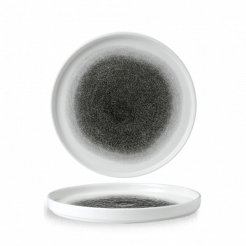 Assiette à bord droit rond noir porcelaine vitrifiée Ø 26 cm Raku Quartz Churchill