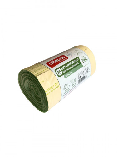 Sac à déchets fécule de pomme de terre transparent 130 L (100 pièces)