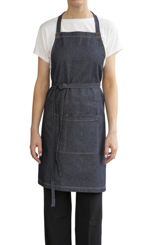 Tablier à bavette denim bleu Taille unique Bistro Pro.mundi