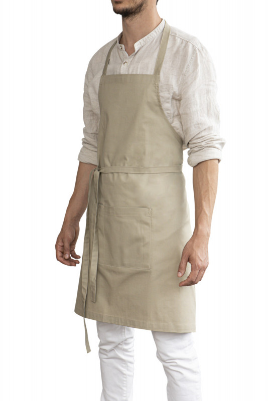 Tablier à bavette grège Taille unique Bistro Pro.mundi