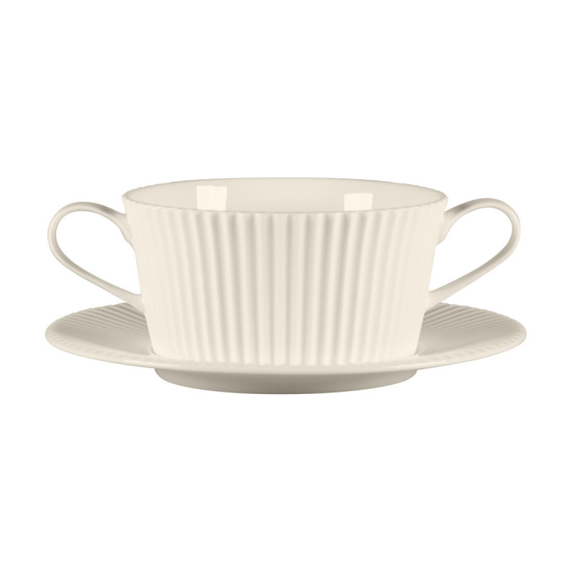 Sous tasse à bouillon rond blanc porcelaine bone china Ø 32 cm Spectra Rak
