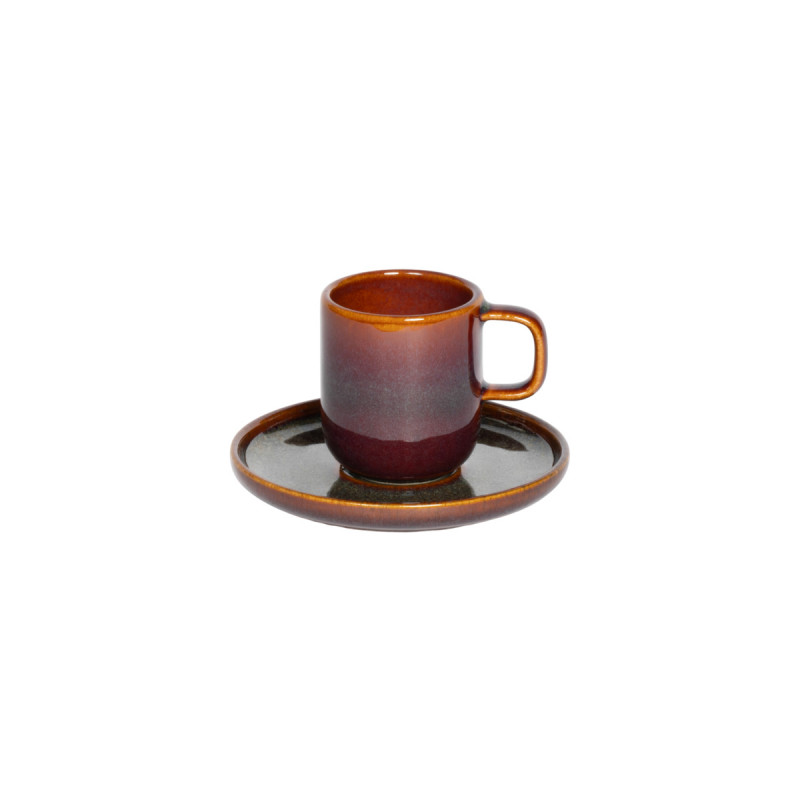 Tasse expresso rond Marron Bleu grès émaillé 9 cl Ø 5,5 cm Amber Accolade
