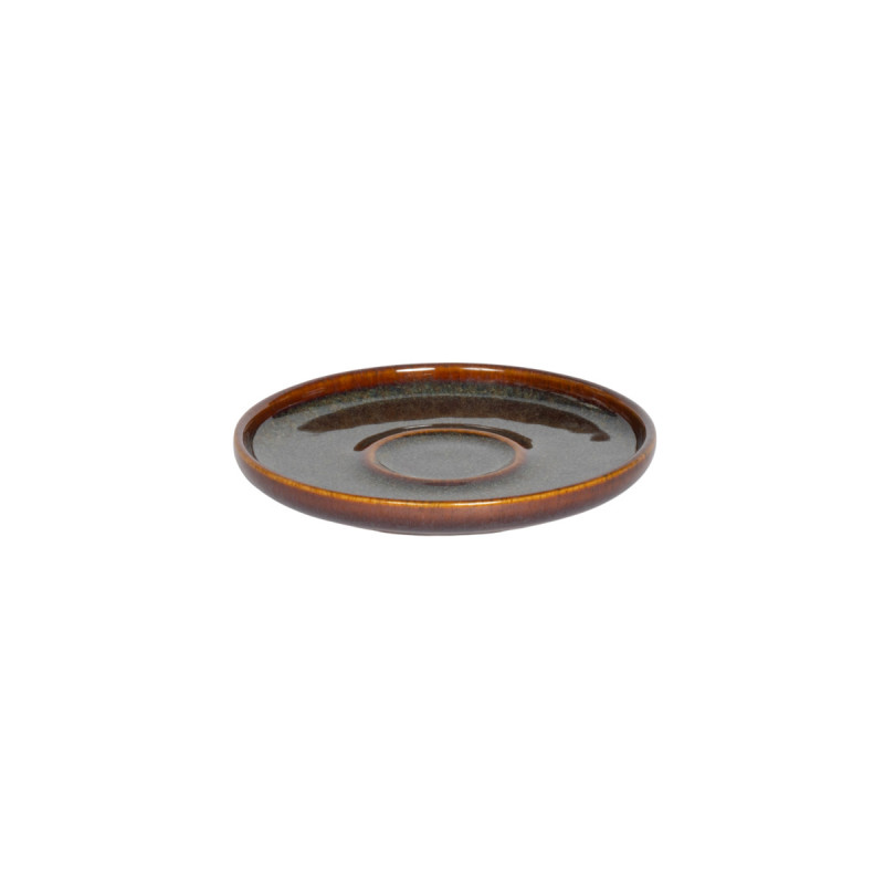 Sous tasse expresso rond Marron Bleu grès émaillé Ø 12 cm Amber Accolade