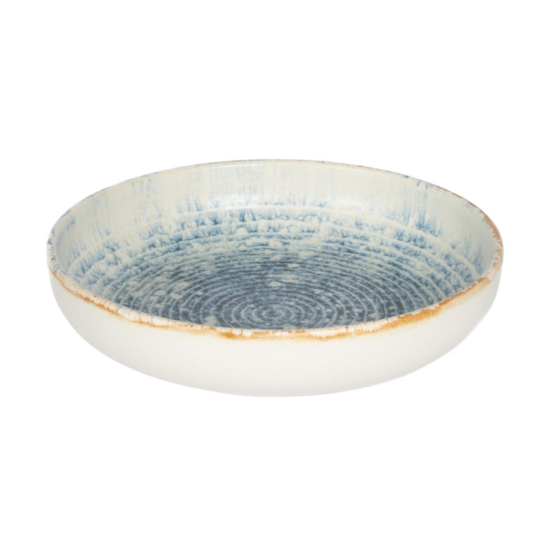 Assiette creuse rond bleu grès émaillé Ø 22 cm Ice Accolade