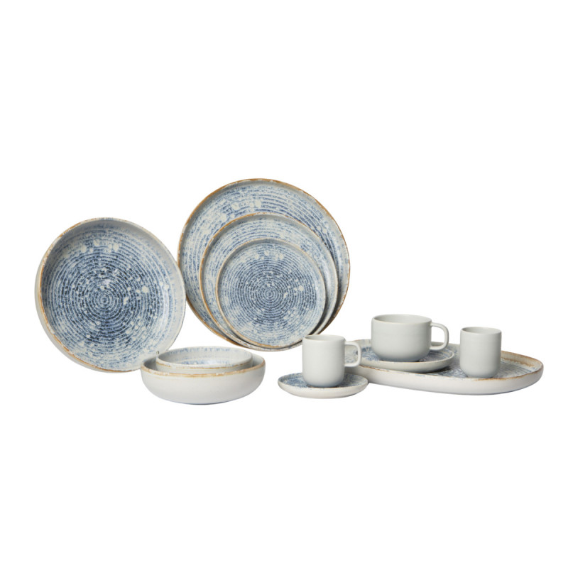 Assiette plate rond bleu grès émaillé Ø 22 cm Ice Accolade