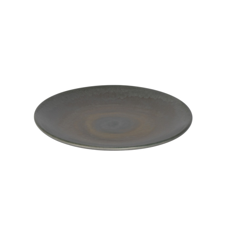 Assiette coupe rond gris brun grès émaillé Ø 17 cm Enigma Accolade