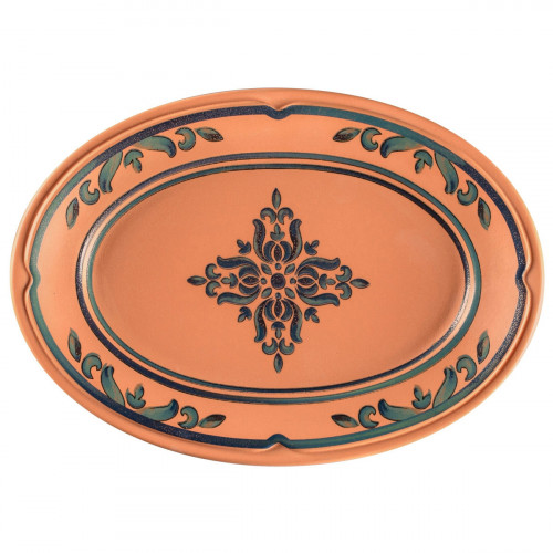 Assiette plate ovale Tero Décor Ostia porcelaine 38,2x26,9 cm Earth Rak
